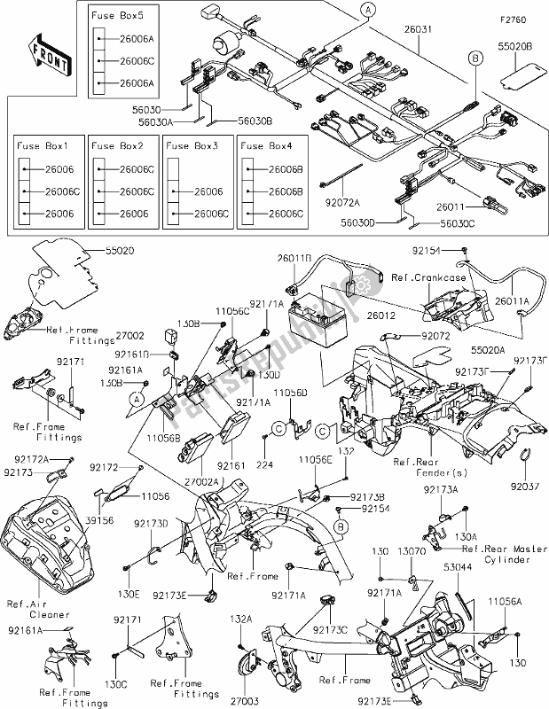 Wszystkie części do 56 Chassis Electrical Equipment Kawasaki EN 650 Vulcan S Cafe 2019