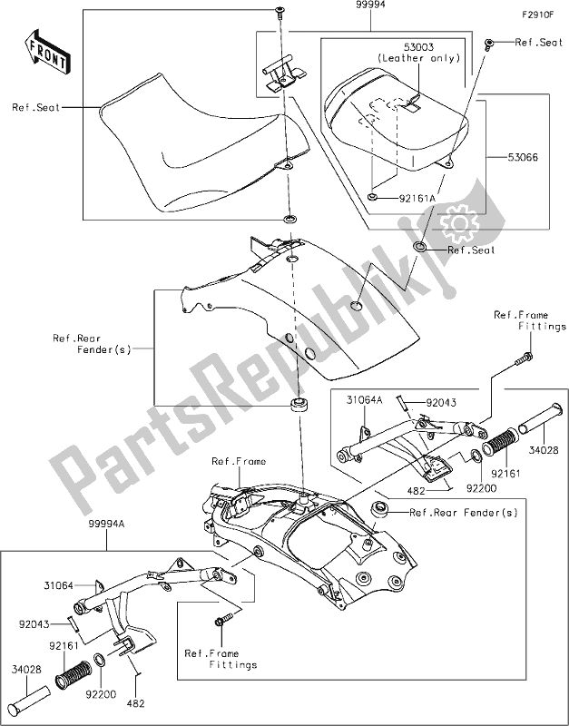 All parts for the 68 Accessory(passeger Seat) of the Kawasaki EN 650 Vulcan S Cafe 2019