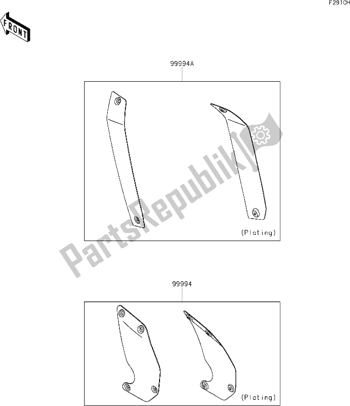 All parts for the 70 Accessory(outer Cover) of the Kawasaki EN 650 Vulcan S Cafe 2019