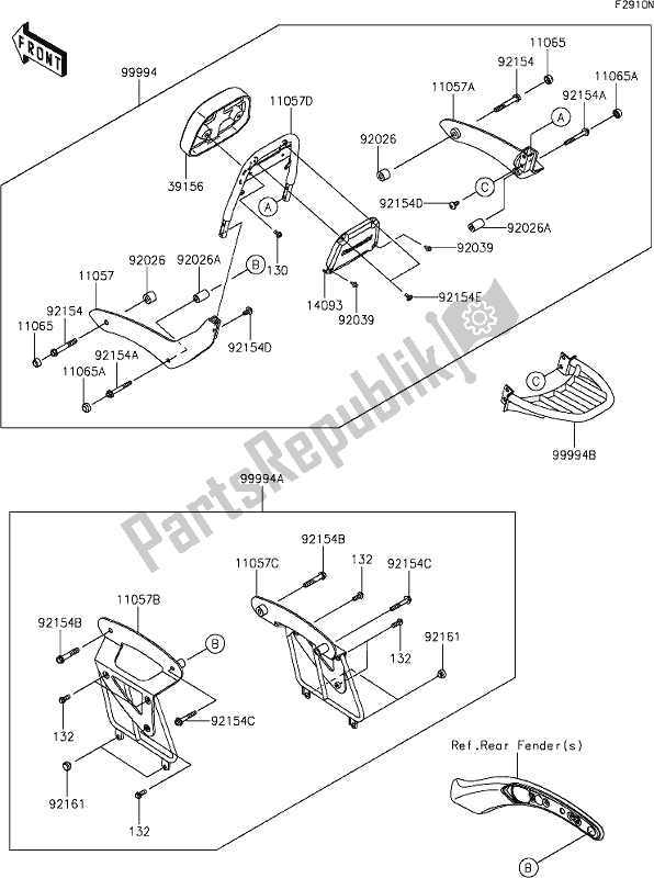 All parts for the 75 Accessory(passenger Backrest) of the Kawasaki EN 650 Vulcan S Cafe 2019