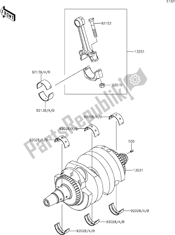 Todas las partes para 8 Crankshaft de Kawasaki EN 650 Vulcan S Cafe 2019