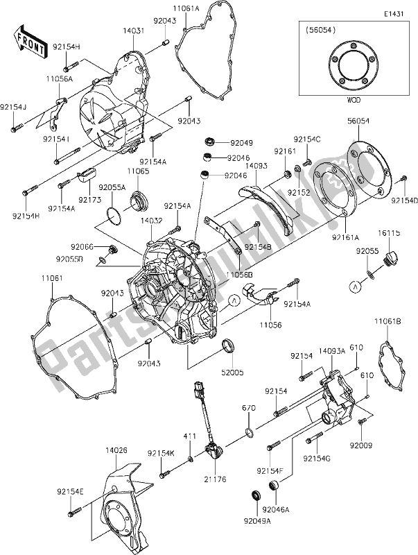 Alle onderdelen voor de 16-1engine Cover(s) van de Kawasaki EN 650 Vulcan S Cafe 2021