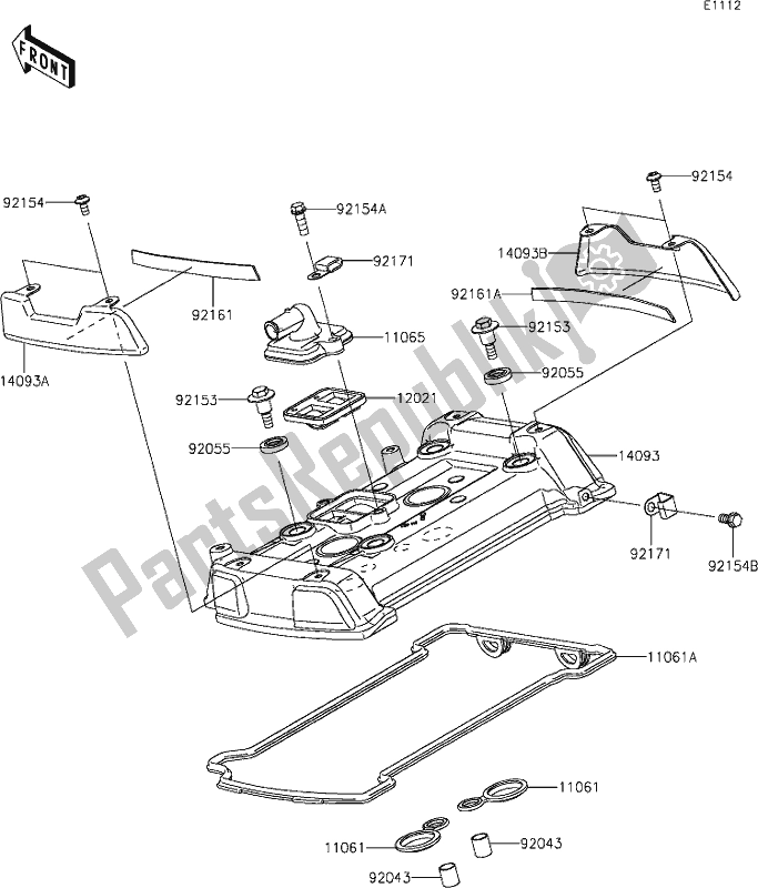 Todas as partes de 2 Cylinder Head Cover do Kawasaki EN 650 Vulcan S Cafe 2021