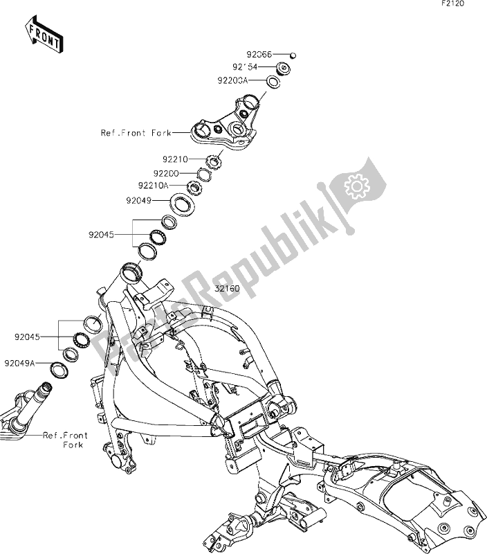 Toutes les pièces pour le 28 Frame du Kawasaki EN 650 Vulcan S Cafe 2021