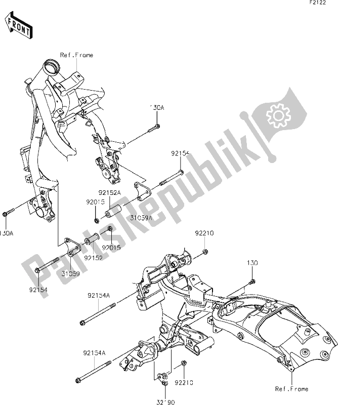 Todas las partes para 29 Engine Mount de Kawasaki EN 650 Vulcan S Cafe 2021