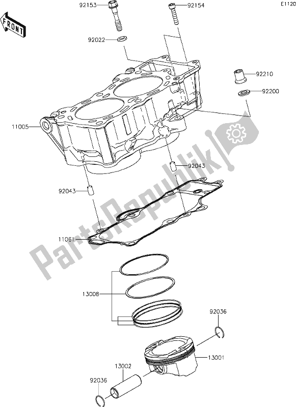 Tutte le parti per il 3 Cylinder/piston(s) del Kawasaki EN 650 Vulcan S Cafe 2021