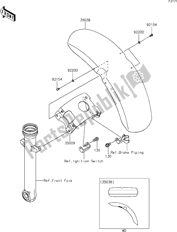 Tutte le parti per il 34 Front Fender(s) del Kawasaki EN 650 Vulcan S Cafe 2021