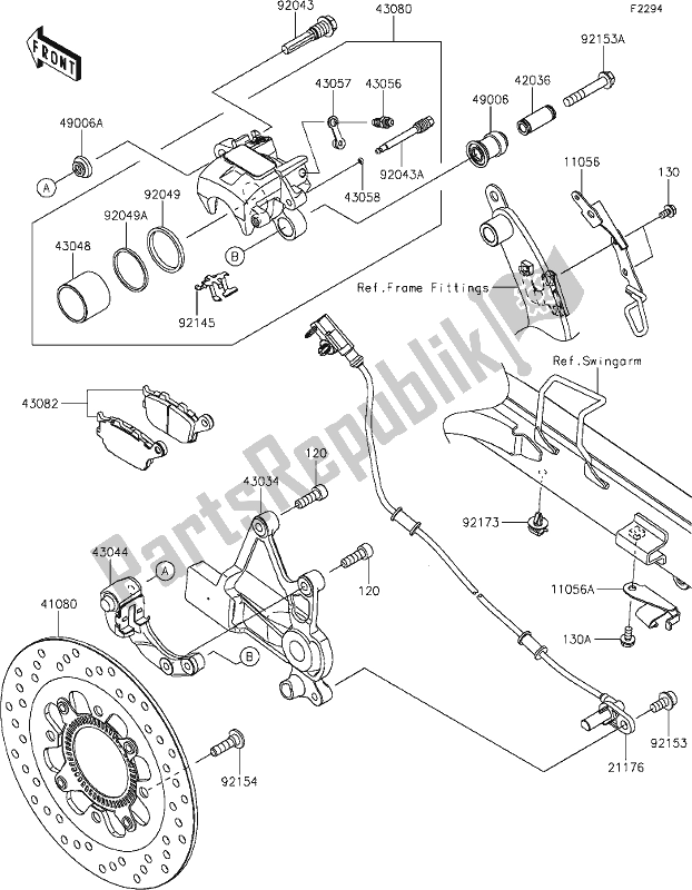 Tutte le parti per il 45 Rear Brake del Kawasaki EN 650 Vulcan S Cafe 2021