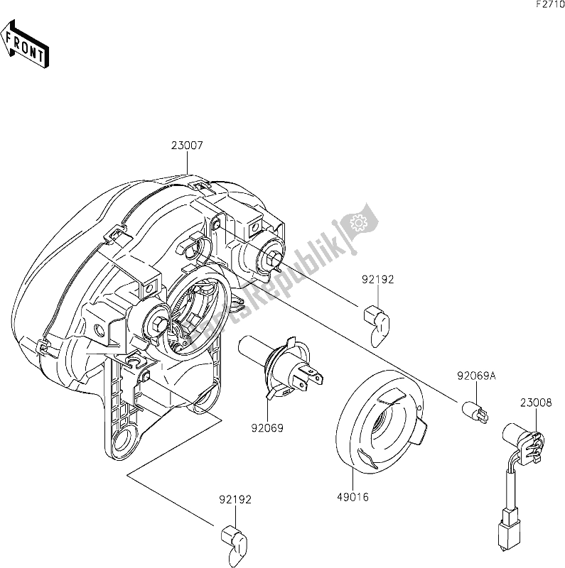 Tutte le parti per il 53 Headlight(s) del Kawasaki EN 650 Vulcan S Cafe 2021