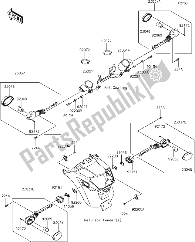 Todas las partes para 55 Turn Signals de Kawasaki EN 650 Vulcan S Cafe 2021