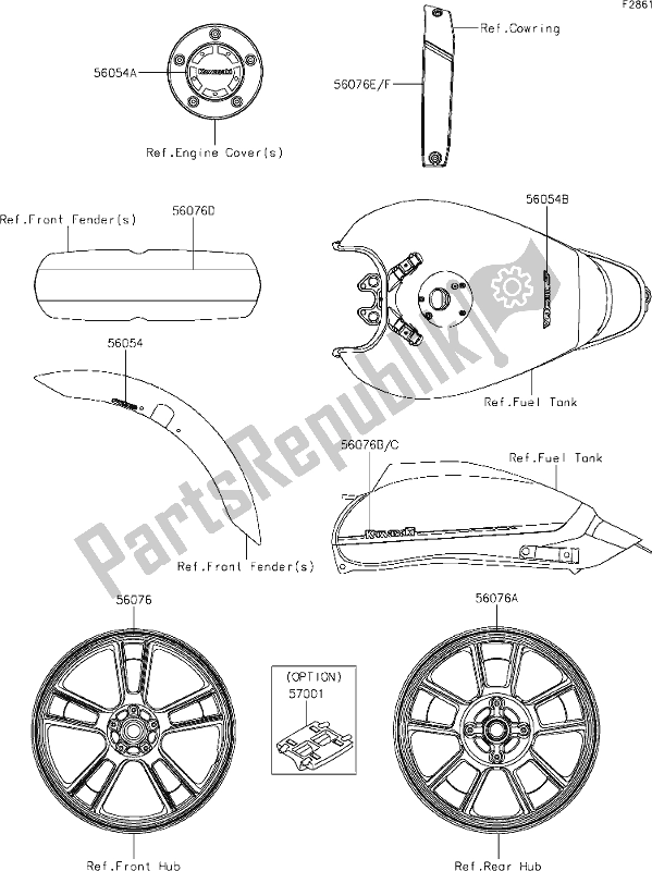 Toutes les pièces pour le 60 Decals du Kawasaki EN 650 Vulcan S Cafe 2021