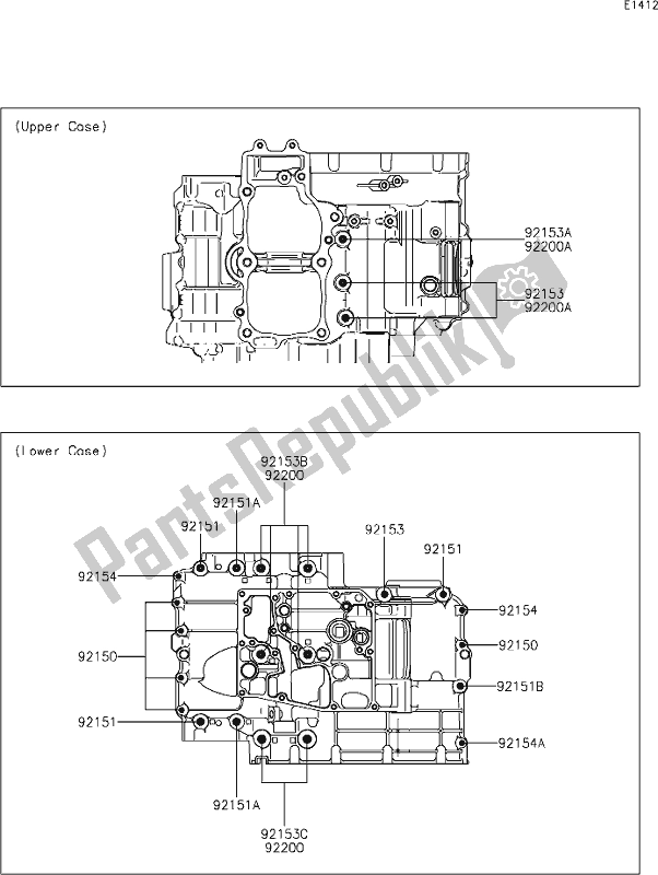All parts for the 15 Crankcase Bolt Pattern of the Kawasaki EN 650 Vulcan S SE 2019