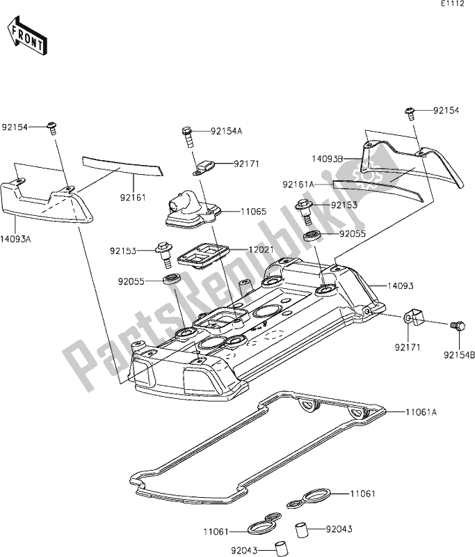 All parts for the 2 Cylinder Head Cover of the Kawasaki EN 650 Vulcan S SE 2019