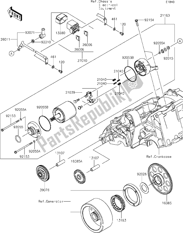 Alle onderdelen voor de 24 Starter Motor van de Kawasaki EN 650 Vulcan S SE 2019