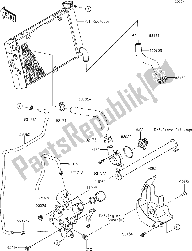 Toutes les pièces pour le 27 Water Pipe du Kawasaki EN 650 Vulcan S SE 2019