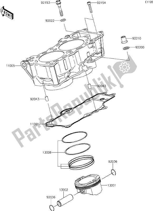 All parts for the 3 Cylinder/piston(s) of the Kawasaki EN 650 Vulcan S SE 2019