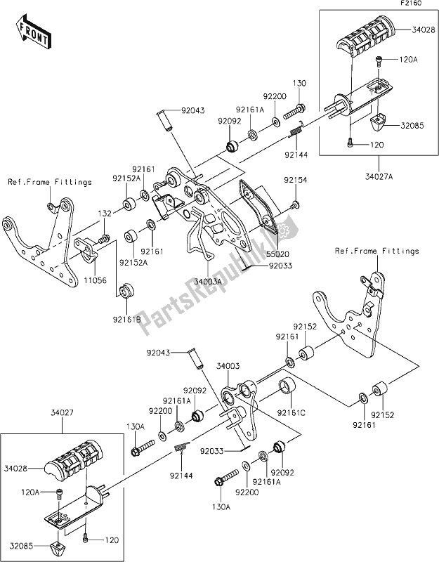 Wszystkie części do 33 Footrests Kawasaki EN 650 Vulcan S SE 2019