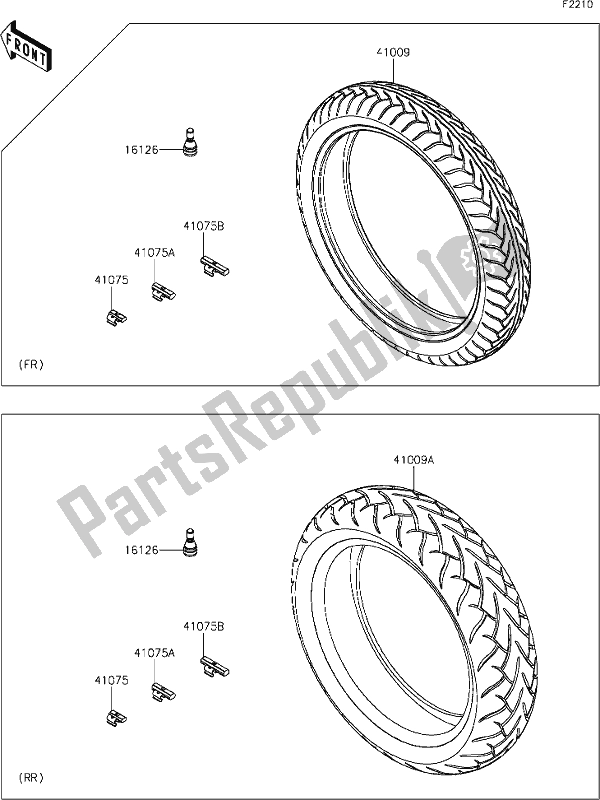 All parts for the 37 Tires of the Kawasaki EN 650 Vulcan S SE 2019