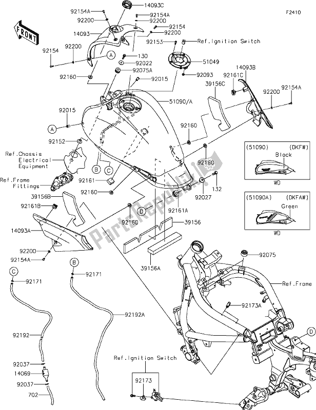 Alle onderdelen voor de 48 Fuel Tank van de Kawasaki EN 650 Vulcan S SE 2019