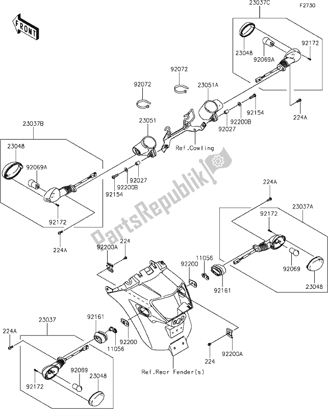 All parts for the 55 Turn Signals of the Kawasaki EN 650 Vulcan S SE 2019