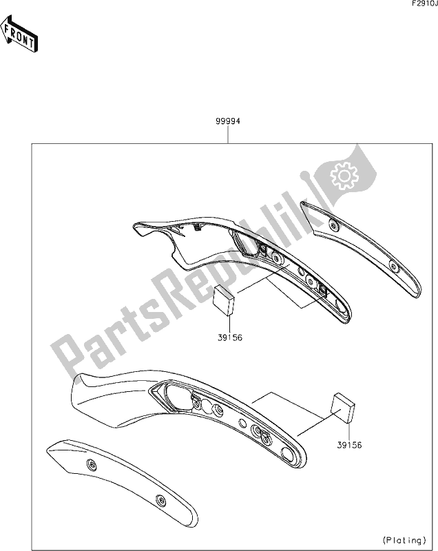 Alle onderdelen voor de 72 Accessory(fender Strut Cover) van de Kawasaki EN 650 Vulcan S SE 2019