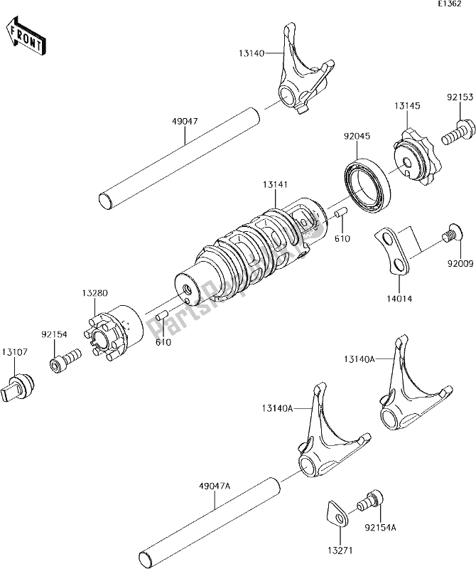 Tutte le parti per il 12 Gear Change Drum/shift Fork(s) del Kawasaki EN 650 Vulcan S Special Edition 2017