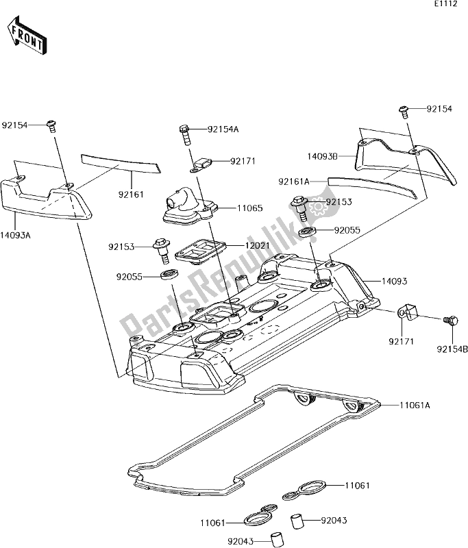 All parts for the 2 Cylinder Head Cover of the Kawasaki EN 650 Vulcan S Special Edition 2017