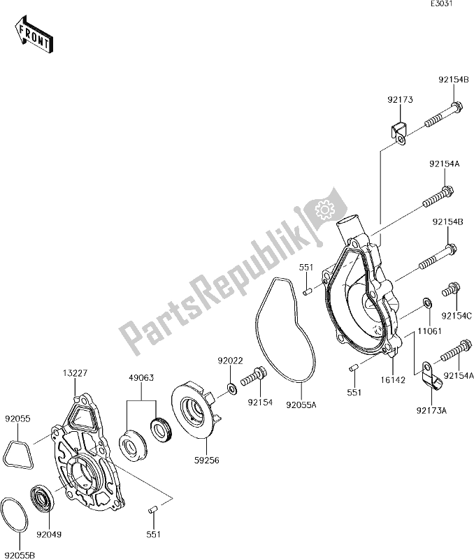 All parts for the 25 Water Pump of the Kawasaki EN 650 Vulcan S Special Edition 2017