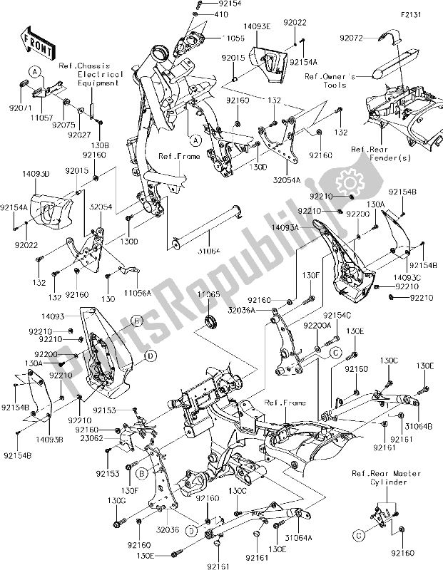 Alle onderdelen voor de 30-1frame Fittings van de Kawasaki EN 650 Vulcan S Special Edition 2017