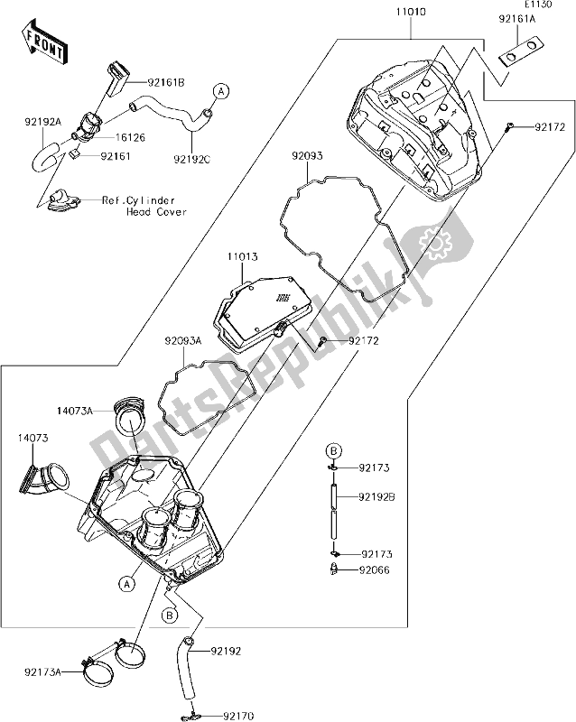 Toutes les pièces pour le 4 Air Cleaner du Kawasaki EN 650 Vulcan S Special Edition 2017