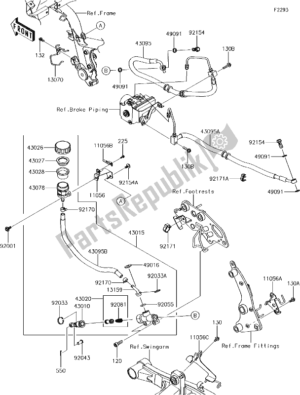 Toutes les pièces pour le 44 Rear Master Cylinder du Kawasaki EN 650 Vulcan S Special Edition 2017