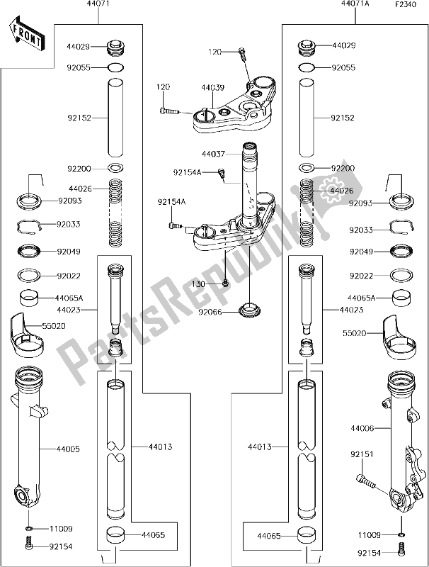 Tutte le parti per il 47 Front Fork del Kawasaki EN 650 Vulcan S Special Edition 2017