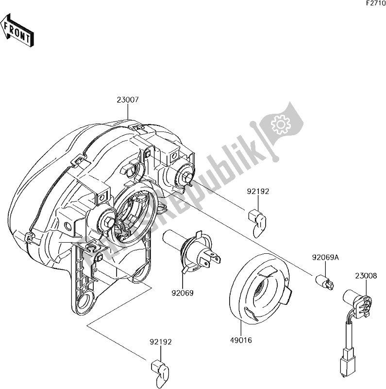 All parts for the 53 Headlight(s) of the Kawasaki EN 650 Vulcan S Special Edition 2017