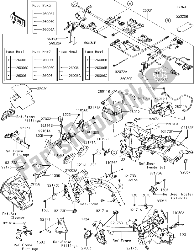Toutes les pièces pour le 56 Chassis Electrical Equipment du Kawasaki EN 650 Vulcan S Special Edition 2017
