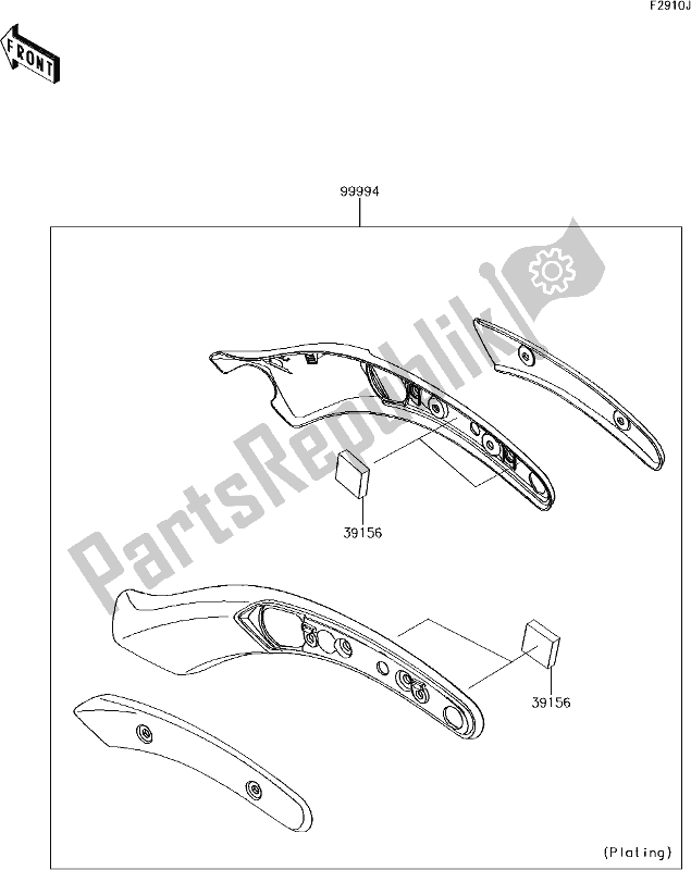 Toutes les pièces pour le 74 Accessory(fender Strut Cover) du Kawasaki EN 650 Vulcan S Special Edition 2017