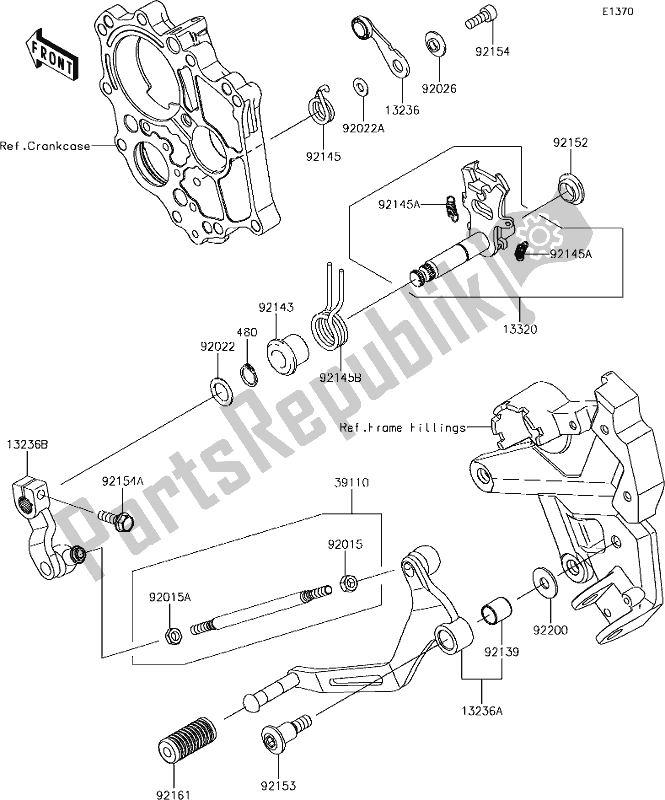 All parts for the 13 Gear Change Mechanism of the Kawasaki ER 650 Z 650L Lams 2017