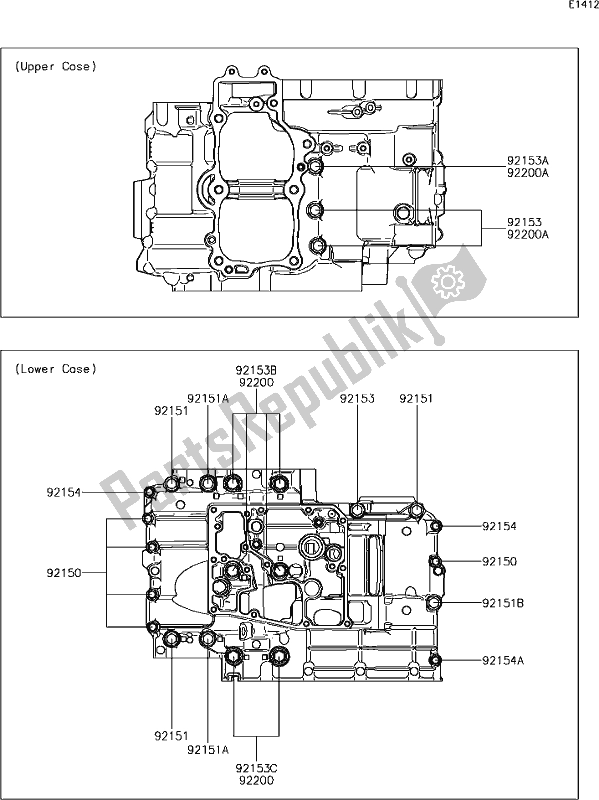 Tutte le parti per il 15 Crankcase Bolt Pattern del Kawasaki ER 650 Z 650L Lams 2017