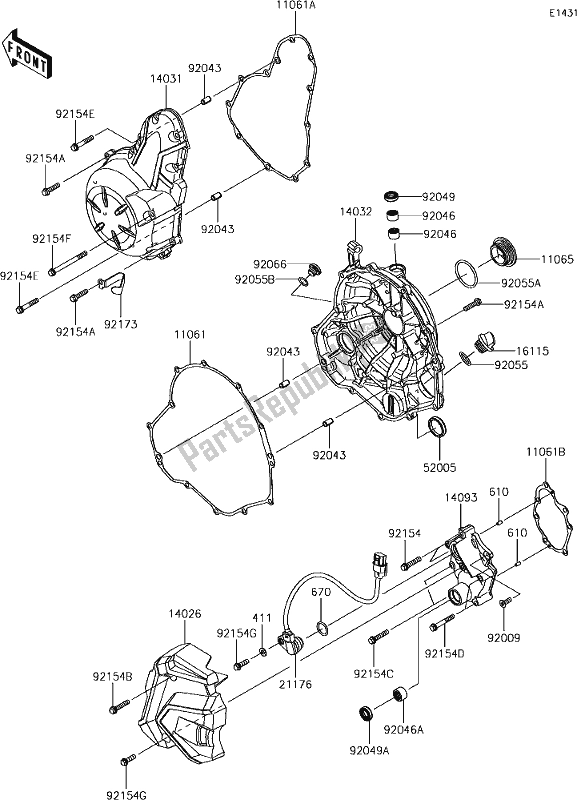 All parts for the 16 Engine Cover(s) of the Kawasaki ER 650 Z 650L Lams 2017