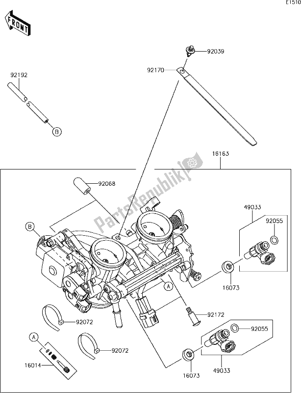 All parts for the 18 Throttle of the Kawasaki ER 650 Z 650L Lams 2017