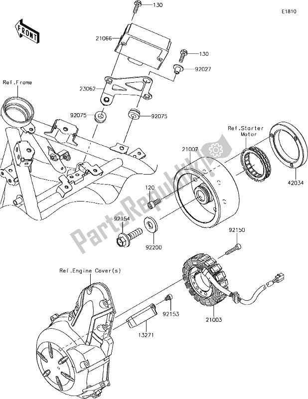 Alle onderdelen voor de 22 Generator van de Kawasaki ER 650 Z 650L Lams 2017