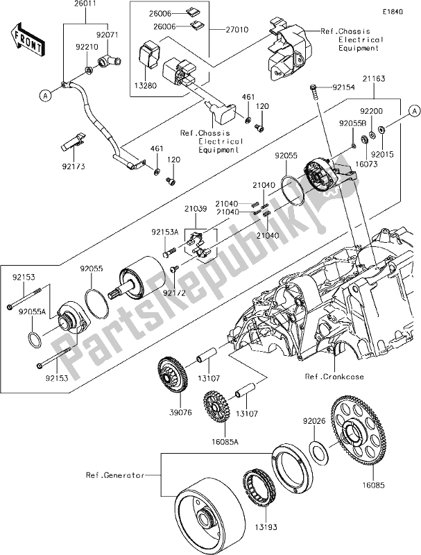 All parts for the 24 Starter Motor of the Kawasaki ER 650 Z 650L Lams 2017