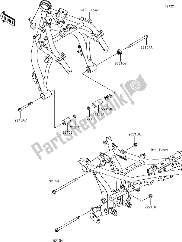 All parts for the 29 Engine Mount of the Kawasaki ER 650 Z 650L Lams 2017