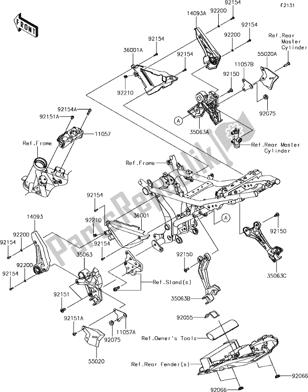 All parts for the 30 Frame Fittings of the Kawasaki ER 650 Z 650L Lams 2017