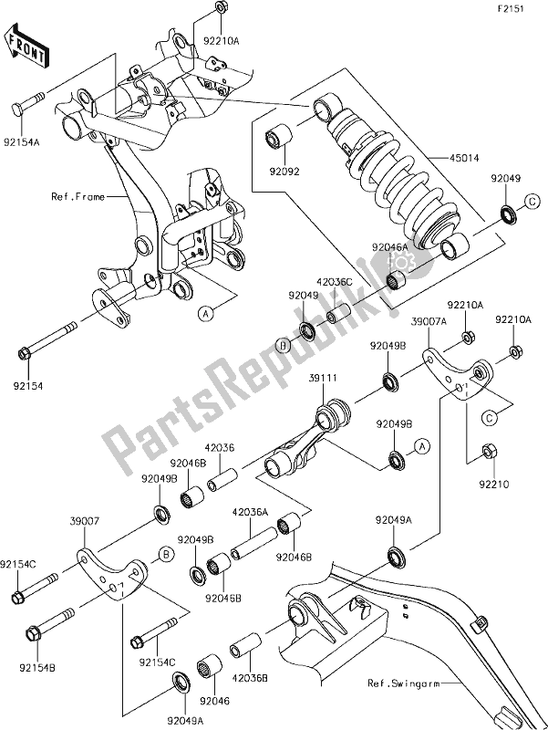 Toutes les pièces pour le 32 Suspension/shock Absorber du Kawasaki ER 650 Z 650L Lams 2017