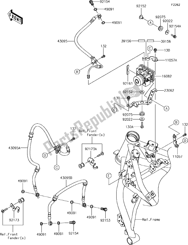 Alle onderdelen voor de 41 Brake Piping van de Kawasaki ER 650 Z 650L Lams 2017