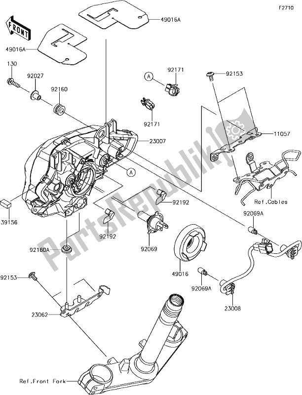 All parts for the 53 Headlight(s) of the Kawasaki ER 650 Z 650L Lams 2017