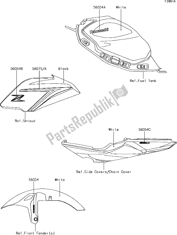 Tutte le parti per il 61 Decals(white)(hhfw) del Kawasaki ER 650 Z 650L Lams 2017