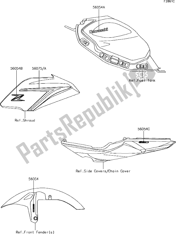 Alle onderdelen voor de 63 Decals(black)(hjfw) van de Kawasaki ER 650 Z 650L Lams 2017