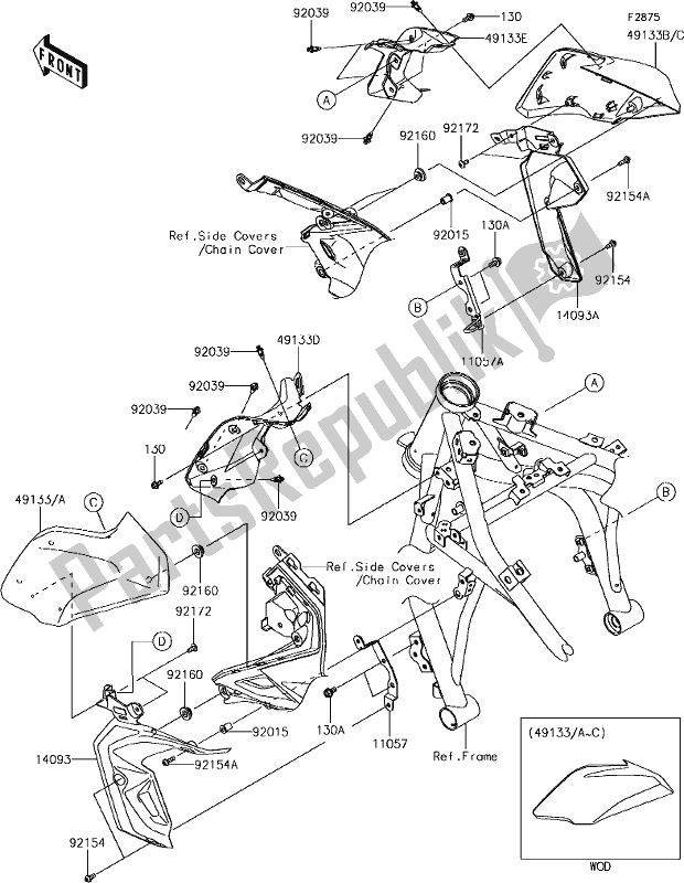 Toutes les pièces pour le 65 Shroud du Kawasaki ER 650 Z 650L Lams 2017