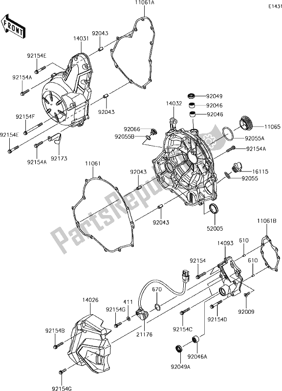 Todas las partes para 16 Engine Cover(s) de Kawasaki ER 650 Z 650L Lams 2018